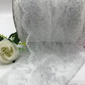 

3y/lot 23.60cm White Silver Elastic Stretch Lace trim Skirt Hem Underwear Sewing Craft DIY Apparel Fabrics Lace Wholesales