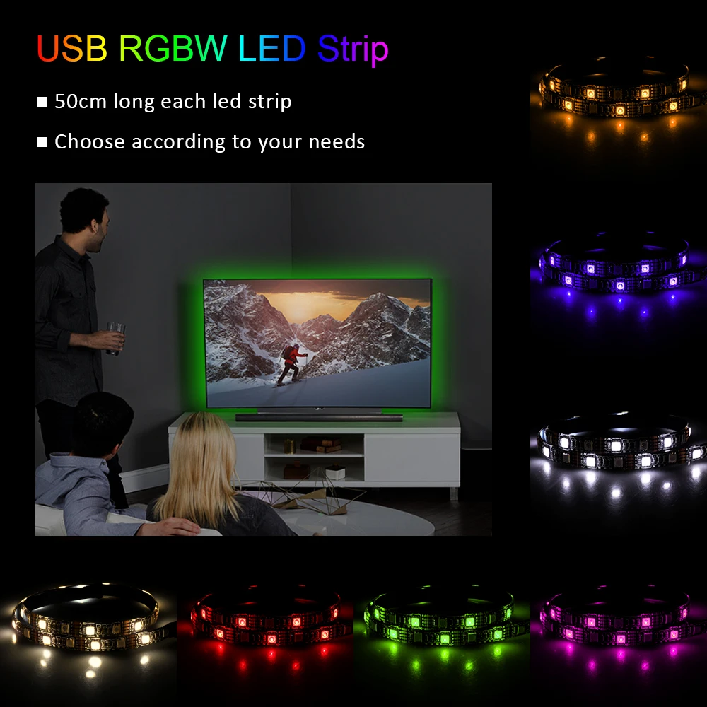 USB Светодиодная лента 5050 RGB гибкий светодиодный светильник DC5V RGB+ белый цвет сменный Настольный Декор экран ТВ фоновый светильник ing