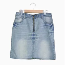 Новая женская джинсовая мини-юбка, тонкая женская модная короткая юбка на молнии