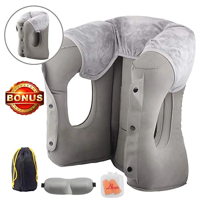 

Slingifts Inflatable Travel Neck Pillow Multi-Function Airplane Neck Pillow Neck and Lumbar Support for Adults/Kids Free Ship