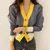 SHENGPALAE 2022 New Fashion Autumn V-neck Single Breasted Short Herringbone Pattern Cardigans Women Loose Casual Sweater FV295 ► Photo 2/6