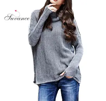

Fashion Long Sleeves Solid Color Loose Thick Casual Knitted Long Women Pullovers Quality Brand Sweaters S-XL