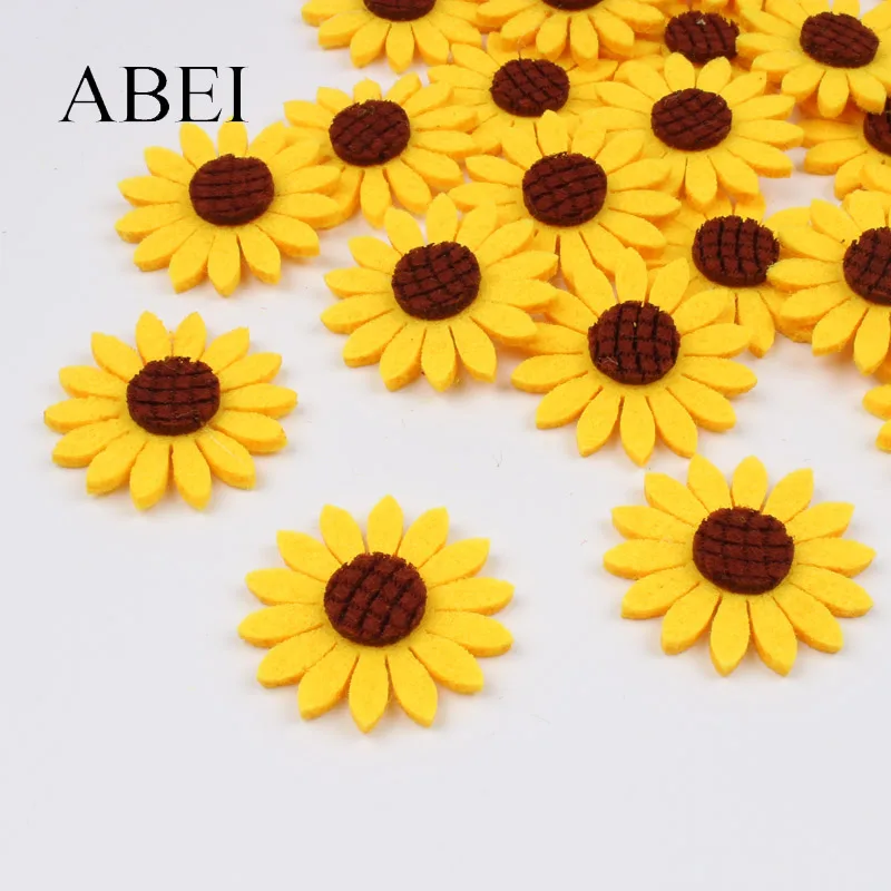 25pcs 4cm non woven Sunflower for Kindergarden Home Decoration flower felt pads