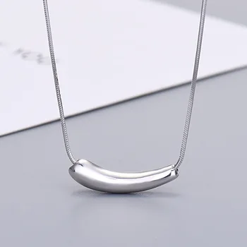 

Really 100% S925 Sterling Silver Simple Eggplant Pendant Necklace for Women Neck Chains Snake Chain Gifts for The New Year 2021