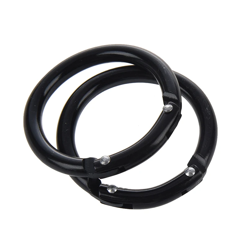 

Camping Spring Clip Aluminum Round Portable Mini Carabiner Hook Black 2 Pcs