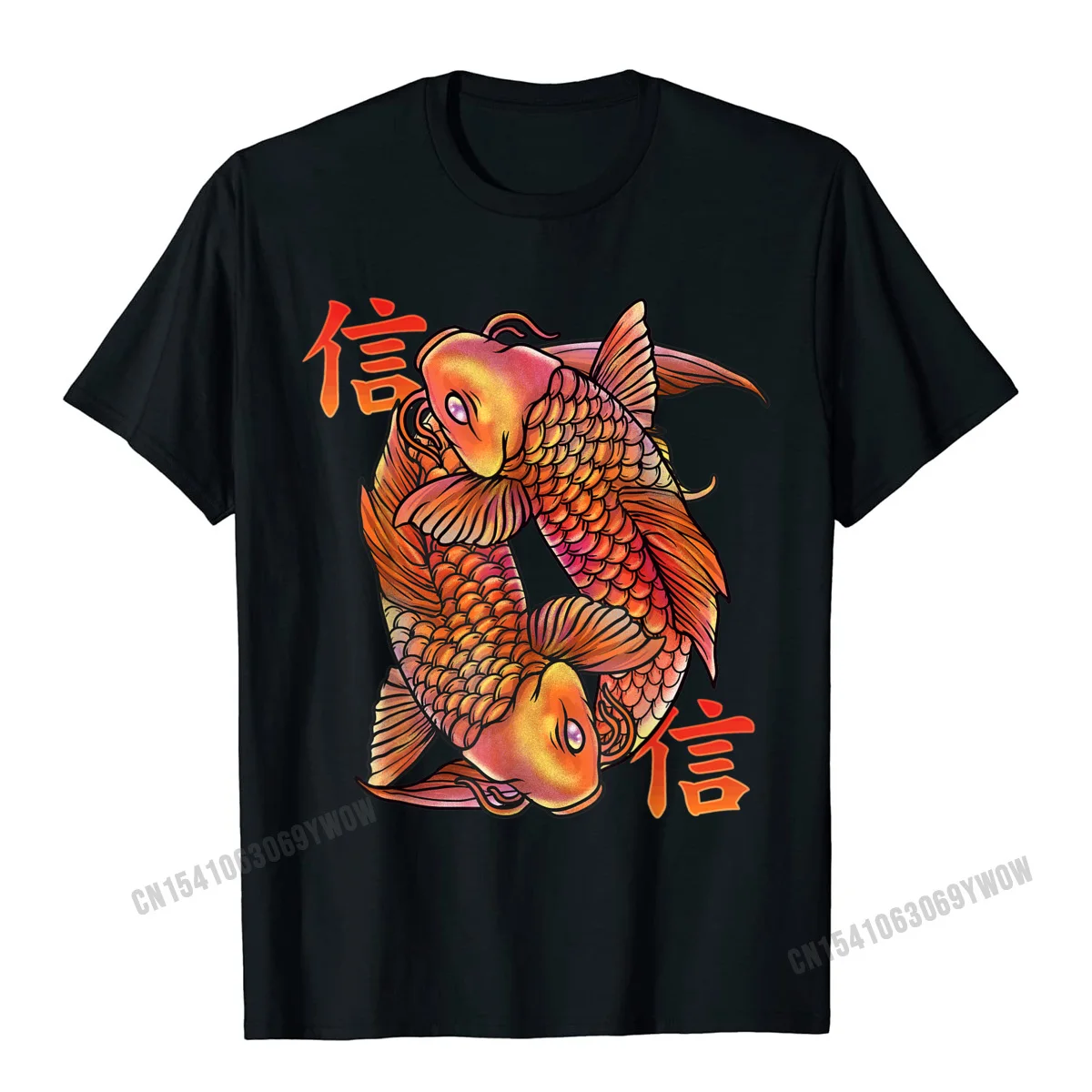 Casual Tshirts Prevailing Short Sleeve Group Cotton Crewneck Men Tops Tees Europe Tops Shirts NEW YEAR DAY Free Shipping Believe Koi Japanese Nishikigoi Fish Butterfly Carp T-Shirt__701 black