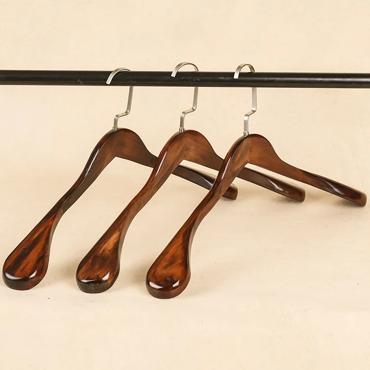 6Pcs Wide Shoulder Wood Hotel Retro Storage Luxury Business Suit Home Hanger Adult Tissue Store Cabinet
