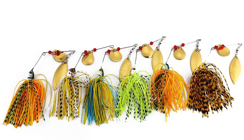 6 PCS Spinner Fishing Lure Bass Crank Bait Tackle Hook