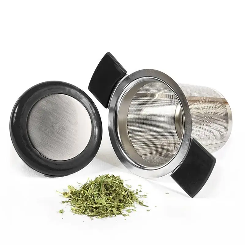 Нержавеющая сталь многоразовая чайная корзинка для заварки мелкоячеистый ситечко для чая с ручками крышки фильтры для чая и кофе для рассыпного чайного листа