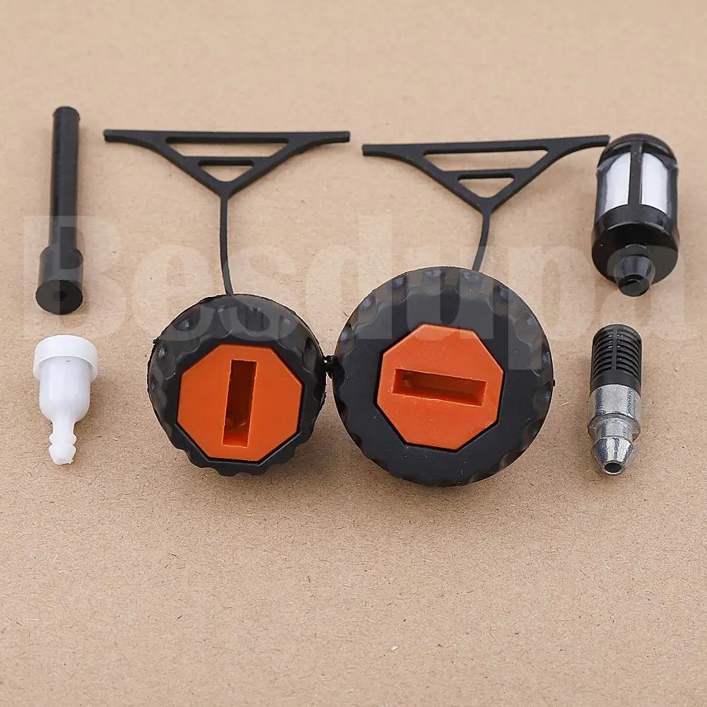 Gas Fuel Cap & Oil Cap For Stihl 020 021 023 024 025 026 028 034 036 038 042 048 AV Super Replace 0000 350 0520, 0000 350 0510 3