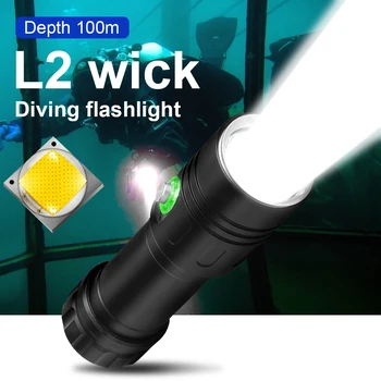 

Professional Diving Flashlight Led Powerful 100m Underwater Dive Torch 18650 Rechargeable xm L2 Hand Lamp 26650 Led Flash Light