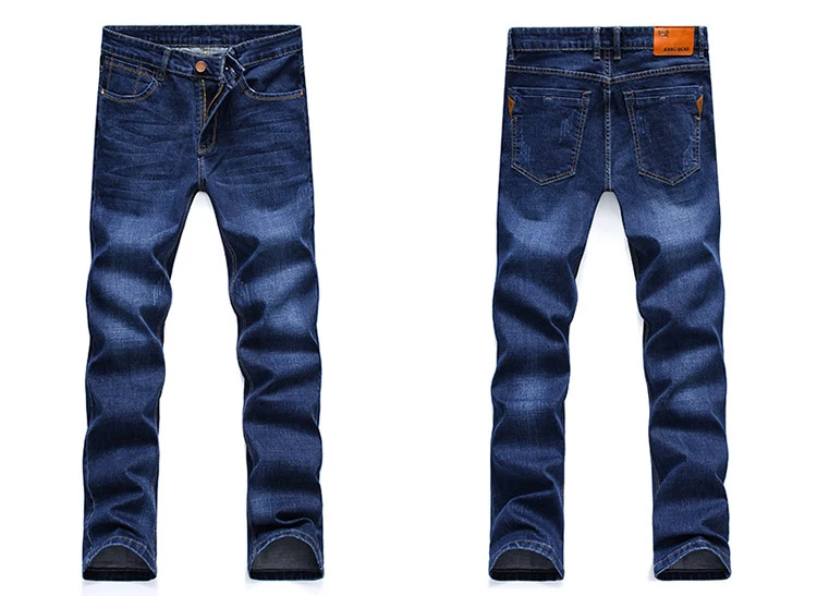Новые мужские Стрейчевые мужские джинсы классические эластичные деловые джинсы мужские Модные Удобные однотонные узкие прямые длинные джинсы