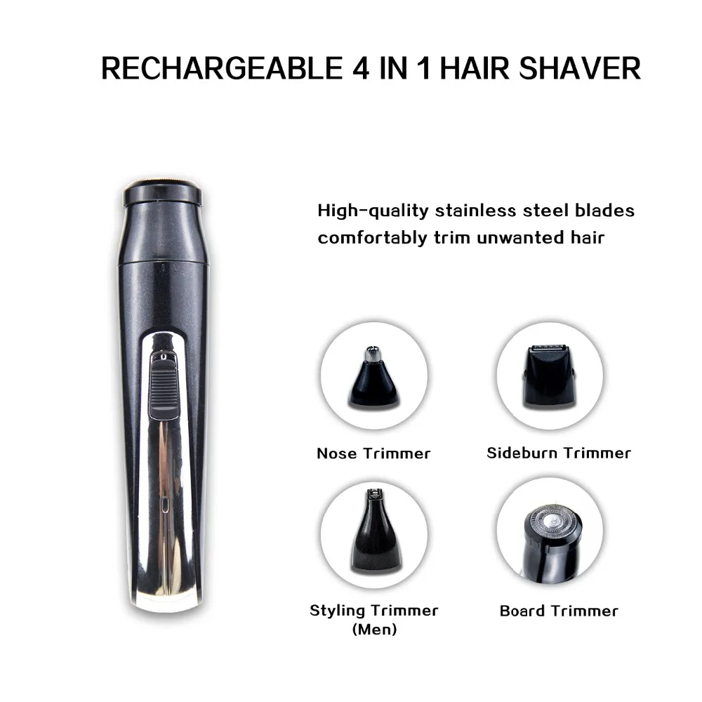 IPX7 Waterproof Electric Shaver 4 In 1 Rechargeable Remover Hair Trimmer Machine Portable USB Sideburn Men Beard Hair Shaving (5)