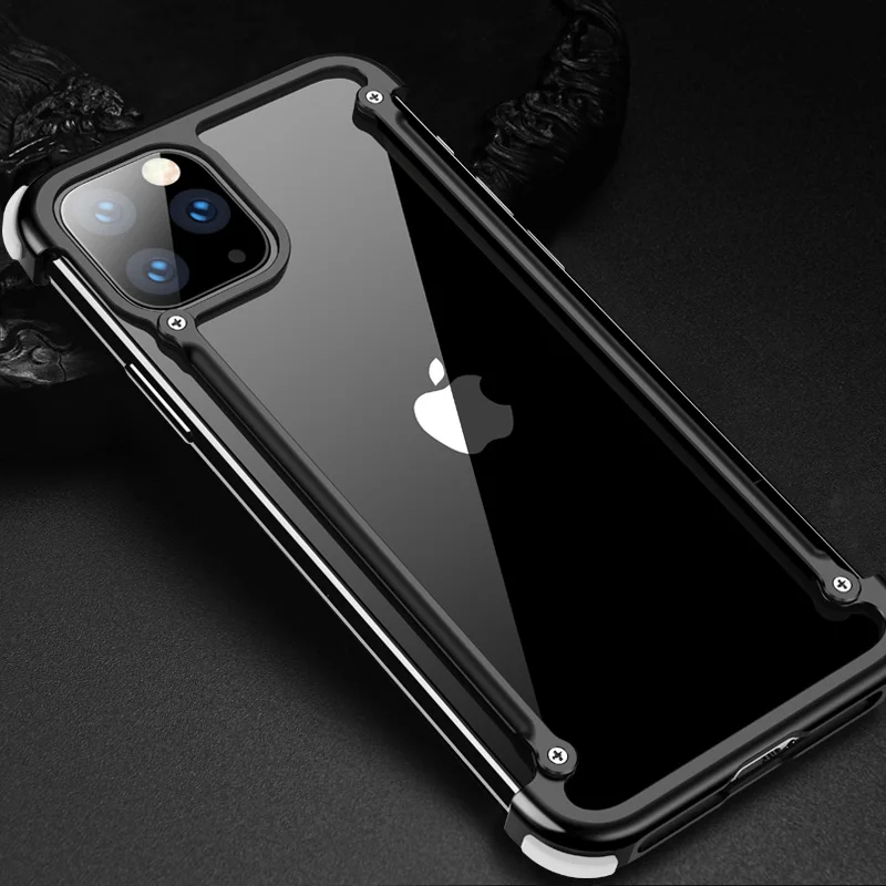 Алюминиевый металлический бампер Oatsbasf для Apple iPhone 11/Pro/Max, Роскошный чехол-подушка безопасности, Жесткий Чехол для iPhone 11 - Цвет: Черный