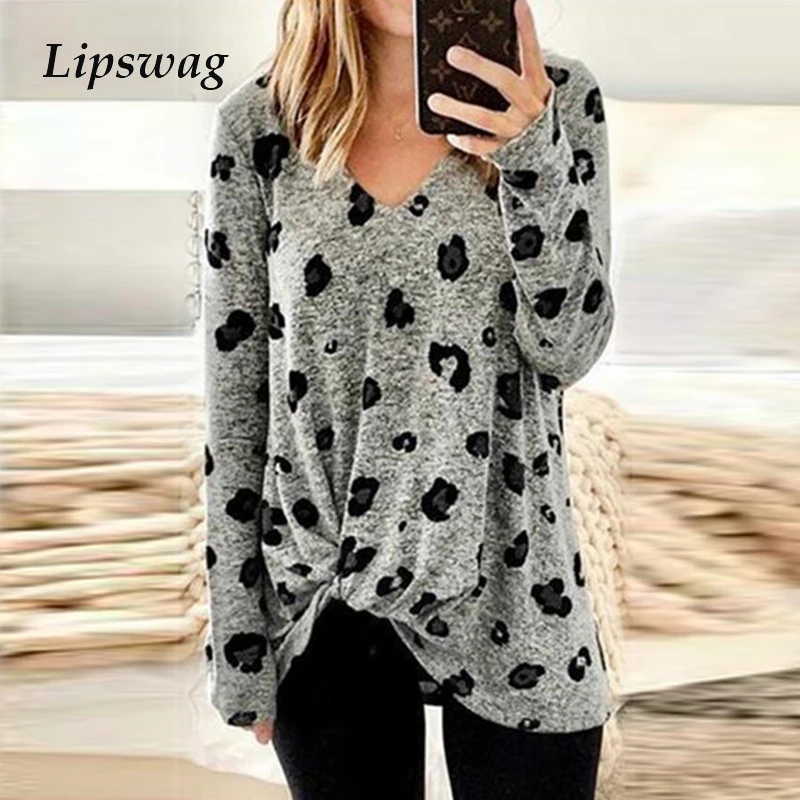 Lipswag осенняя элегантная блуза с длинным рукавом и принтом женская сексуальная
