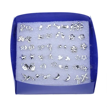

24 Pair/ Set Wholesale Silver Fashion Unisex Mix Styles Stud Earrings Women Men Metal Plated Stud Earrings Jewelry