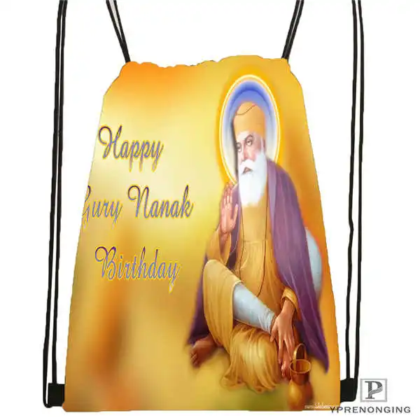 Drawstring Backpack Custom Guru Nanak Dev Pics походная сумка на шнурке милый рюкзак для детей(черная спинка) 31x40 см#180531-04-49 - Цвет: Drawstring Backpack
