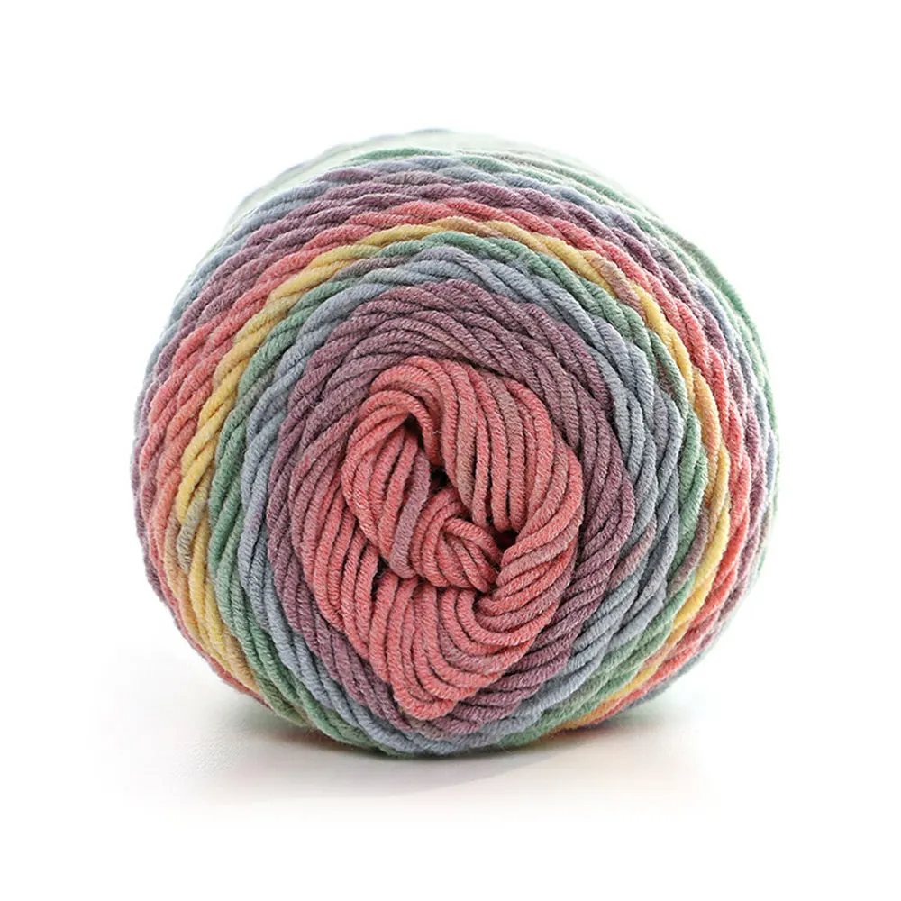 Синий 100g Woolen Yarn Hand-Knitted Wool Rainbow Cotton Line Gift Warm Hat Scarf Hand-Woven Winter Sweater Soft - Цвет: Синий