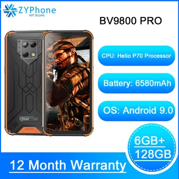 Перейти на Алиэкспресс и купить Мобильный телефон Blackview BV9800 Pro, тепловизор, 6 ГБ 128 ГБ, смартфон Helio P70, Android 9,0, водонепроницаемый, 6580 мАч, глобальная версия