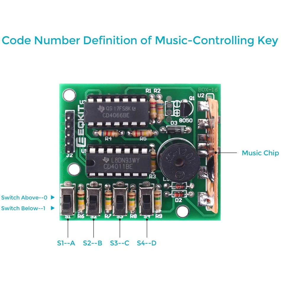 전자 DIY 16 음악 사운드 박스 DIY 키트 모듈 납땜 연습 학습 키트, Arduino BOX-16 사운드 부품 부품
