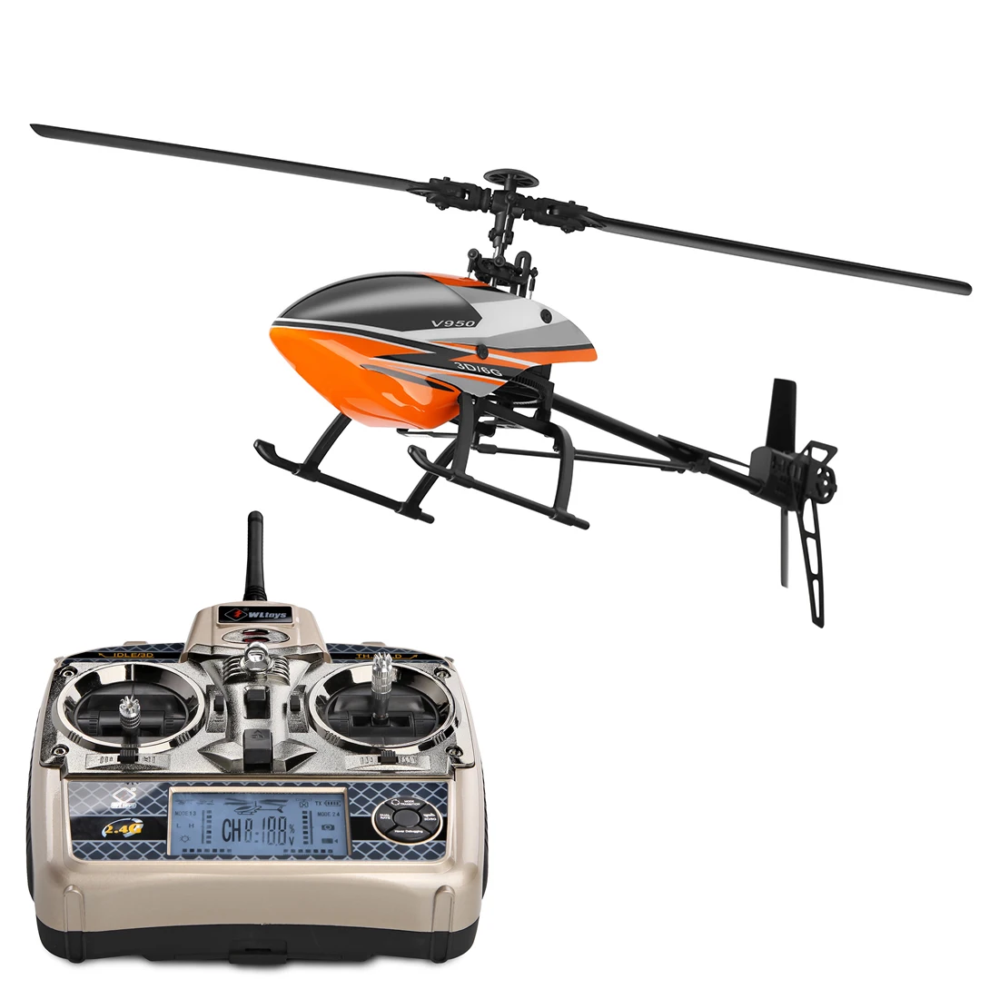 

WLtoys V950 2.4G 6CH Single-Blade Flybarless Brushless Motor RC Helicopter Drone