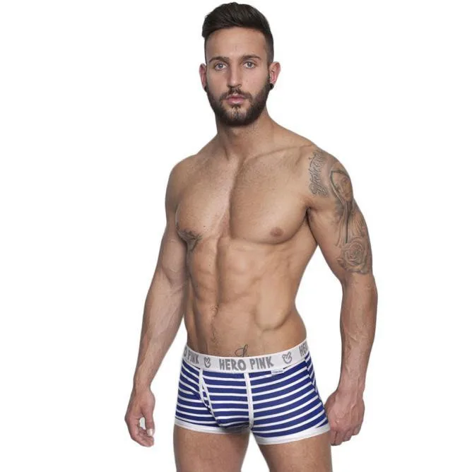 

PINK HEROES Mens Underwear Sexy Boxer Stripe Printed Underpants Bulge Pouch Splicing Boxershorts Breathable Mens Underwear Boxer