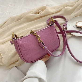 

PU Leather Crossbody Bags For Women 2020 Crocodile Pattern Small Shoulder Messenger Bag Female Luxury Chain Purses and handbags