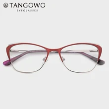 TANGOWO металлические женские оптические очки кошачий глаз оправа прозрачная красивая модная прозрачная оправа для компьютерных очков для женщин
