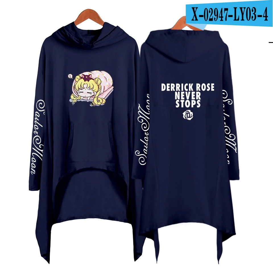 Сейлор Мун 90s мультфильм Толстовка Harajuku Ulzzang Толстовка женские толстовки в богемном стиле осенние креативные длинные женские пуловеры - Цвет: navy
