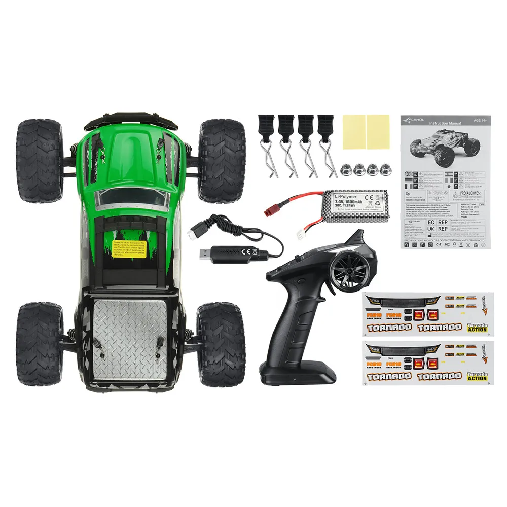 FLYHAL FC610 RC Car 32km/h Racing Brush with LED Light Drift Remote Control Vehicle Electric RTR Model Toy for Kid-2 Batteries