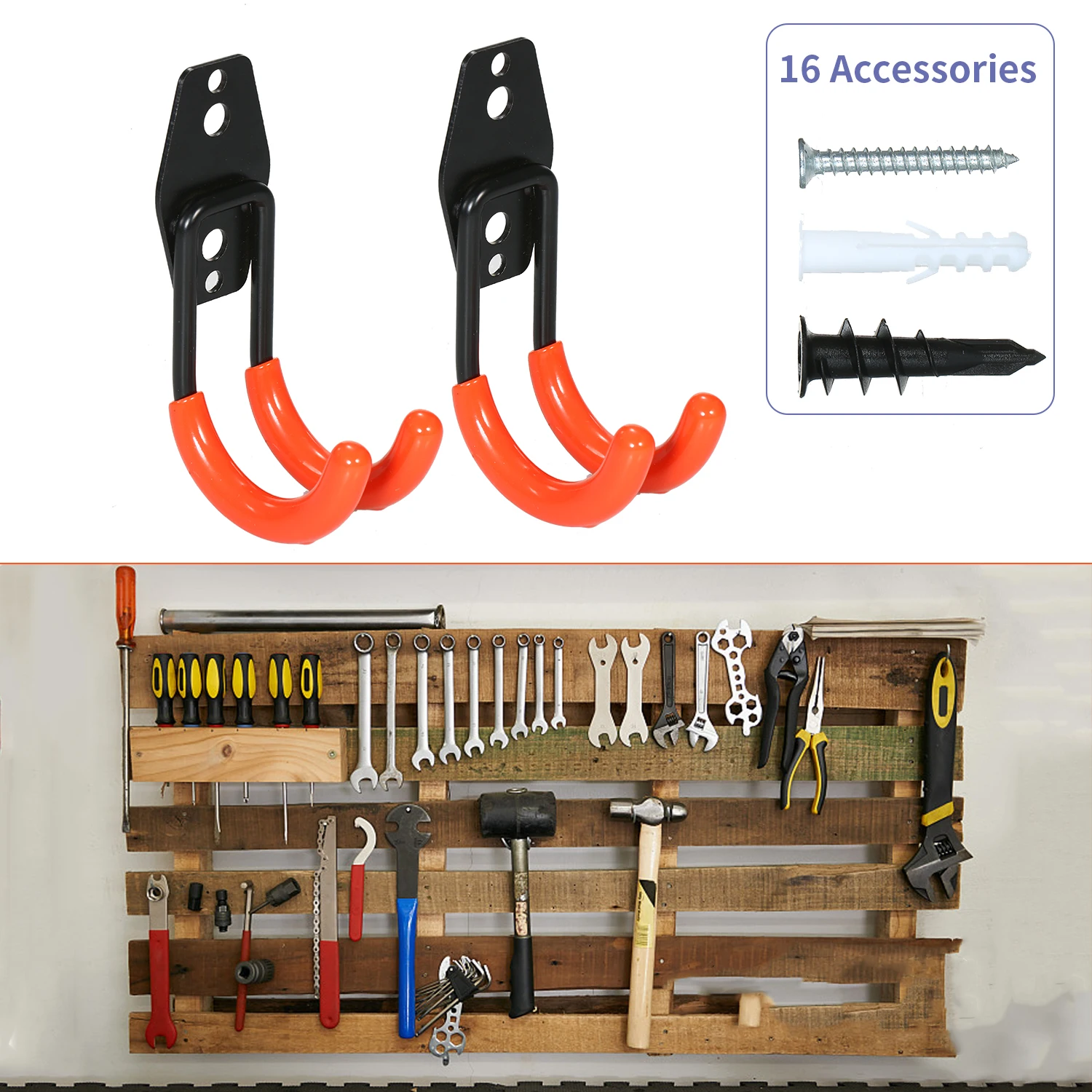 Стальные гаражные двойные крючки для хранения, сверхмощный органайзер для гаража, складские крючки для электроинструментов
