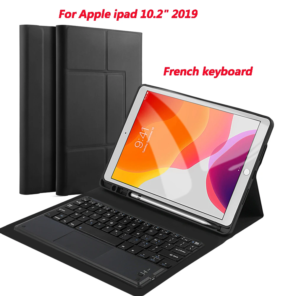 Сенсорный экран Bluetooth клавиатура для iPad 10,2 чехол для планшета из искусственной кожи Чехол Набор магнитных и клавиатурой Защитный чехол - Цвет: French Keyboard