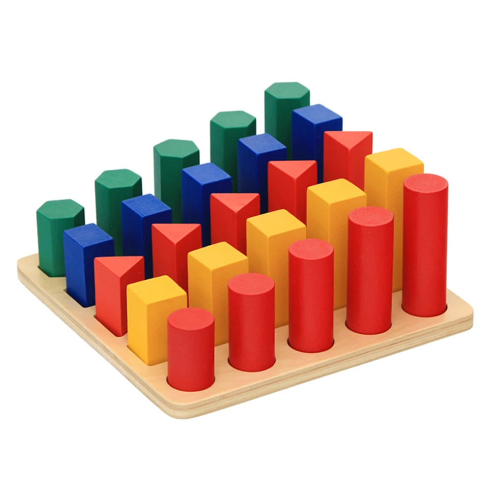  Wooden 3D Geometric Solids Blocks Matching Board Kids Education Teaching Aids - 4000249033298