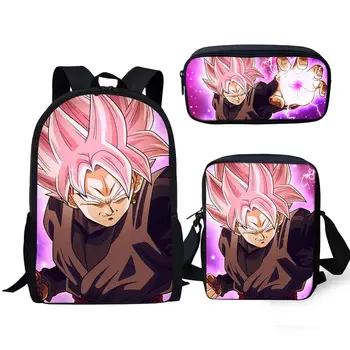 

HaoYun Students School Backpack Set/3PCS for Boy Cartoon Dragon Ball/Son Goku/Vegeta Bookbag Baby Kids Notebook Satchel Daypack