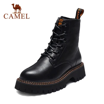 

CAMEL Ankle Boots for Women Chunky Boots Platform Women Genuine Leather Martin Boots Ladies Shoes 2020 Fashion New Autumn Winter