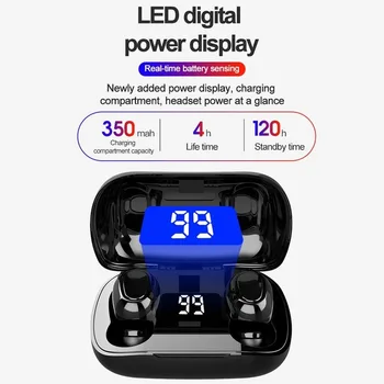Tws 5.0 bluetoothヘッドセットスポーツミニin-耳ステレオワイヤレスヘッドフォン防水ポータブルbluetoothイヤフォン超ロングスタンバイ