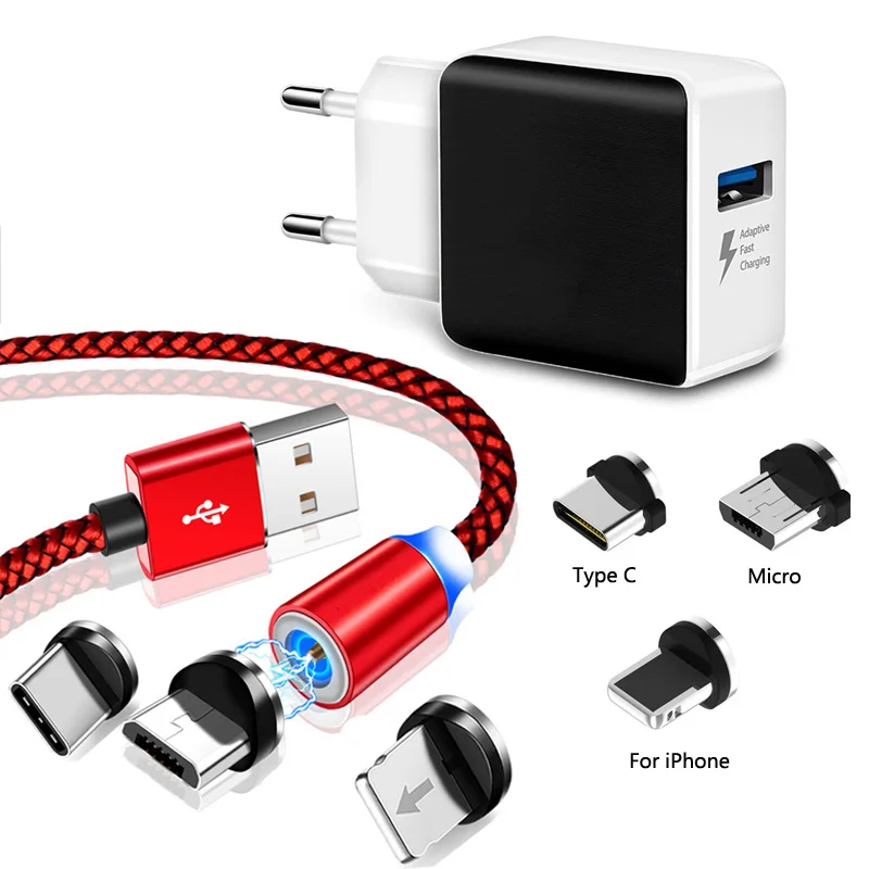 Для Xiaomi Redmi Note 7 8 8T Type C Micro USB разъем Магнитный кабель для iPhone 6A 4X 6 5 Plus Быстрая