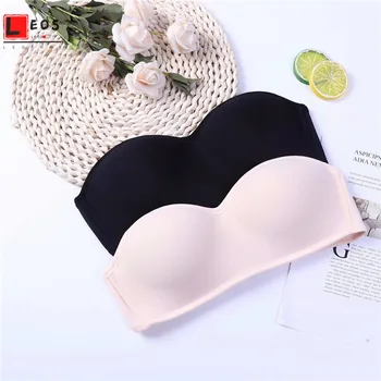 

Women Strapless Invisible Bra Push Up Gathering Underwear Non-slip Wedding Dress Lingerie Comfortable 1/2 Cup Female Brassiere