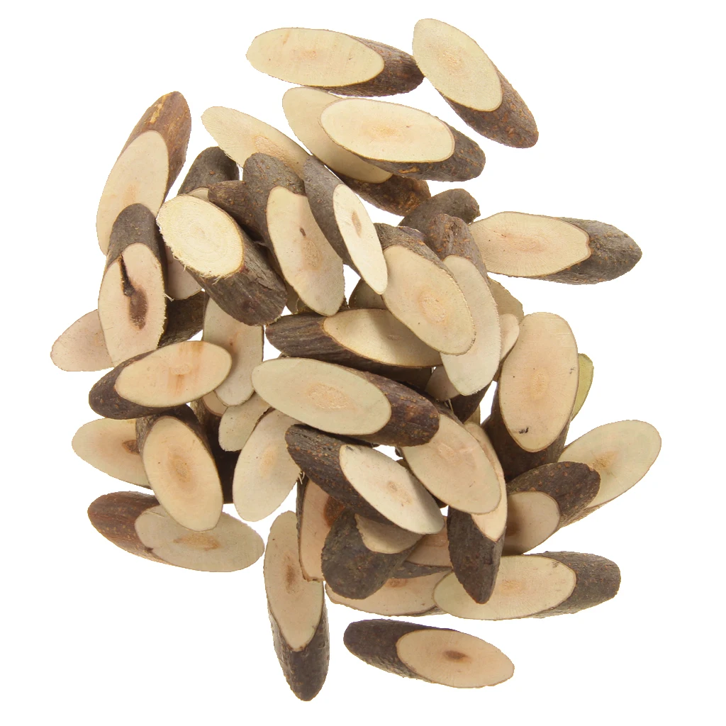 

100pcs Rustic Oval Wooden Log Slab Slices Wedding Scrapbooking DIY Crafts