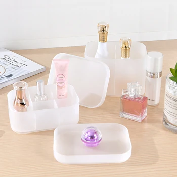 

Desktop Storage Box Cosmetic Makeup Organizer Matte Compartment Plastic Box for Dressing Table Transparent Plastic