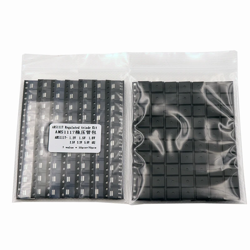 Voltage Regulator IC Transistors Kit 70pcs = 7 Kinds *10pcs AMS1117 Kit AMS1117-ADJ AMS1117-5.0V AMS1117-3.3V AMS1117-2.5V AMS1117-1.8V AMS1117-1.5V AMS1117-1.2V