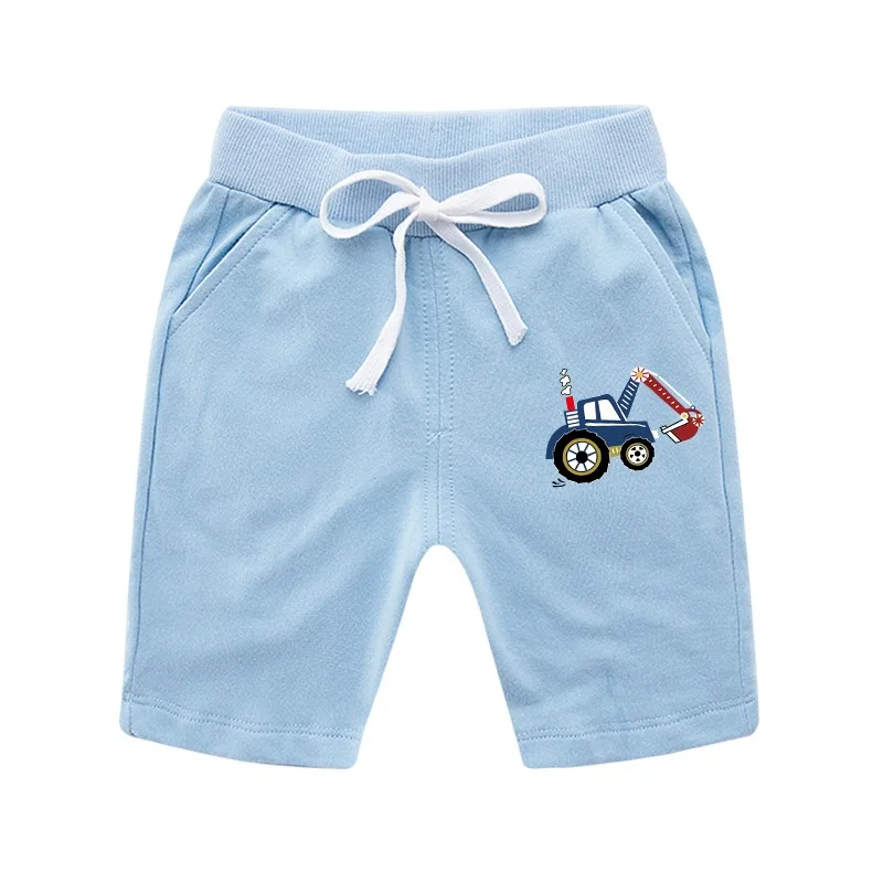 Light blue Детские шорты, летние детские штаны, хлопок, шорты для мальчиков с героями мультфильмов, эластичный пояс, повседневные спортивные пляжные шорты - Цвет: Light blue