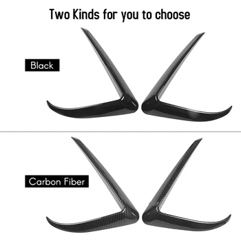

Hot 2Pcs Carbon Fiber Front Foglight Eyebrow Eyelids Cover Trim Car Styling Fit For Tesla Model 3