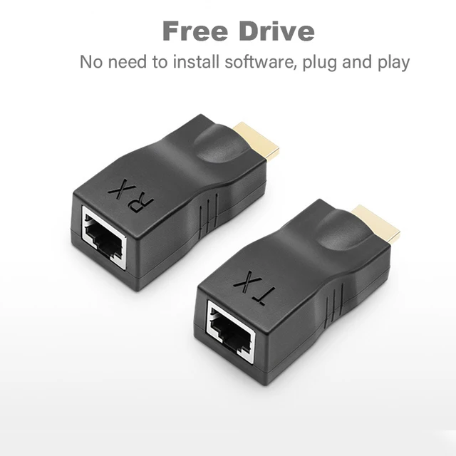 CAT-5E/6 케이블의 HDMI 호환 익스텐더는 HDMI 호환 케이블을 사용하여 1080P HDTV 디스플레이를 30 미터까지 확장할 수 있습니다.