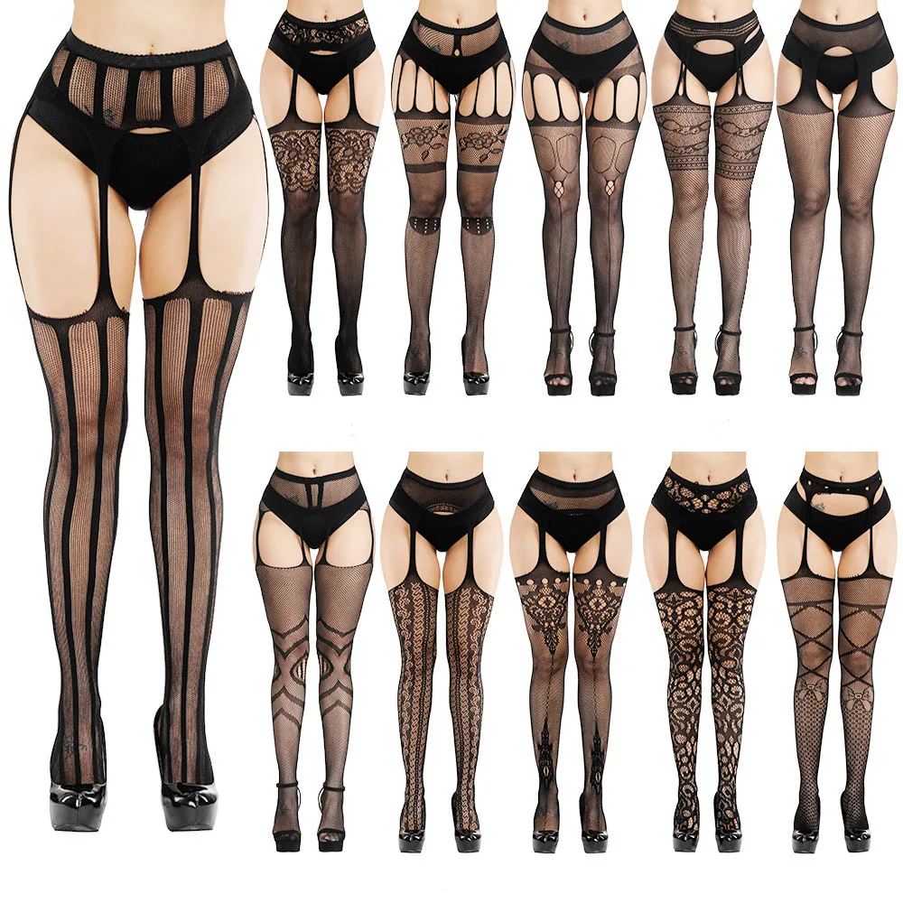 New Arrival Solid Stockings Women Sexy Thigh High Fishnet Nylon Long Socks Sex Belt Standard Over Knee Socks Sexy Lingerie