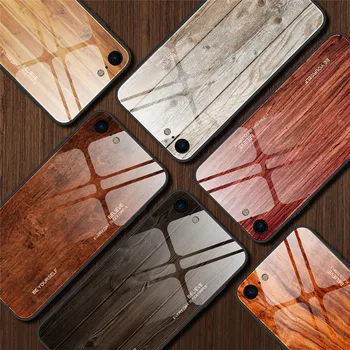 

Luxury Marble Tempered Glass phone Case For iPhone 11 Pro Max XS Max X XR Wood grain Glass Case For iPhone SE 2020 6 6S 7 8 Plus