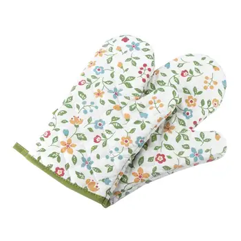 

1 Pair Flower and Glass Baking Gloves Microwave Oven Heat Insulation Anti-skid Anti-hot Mitts Baking Supplies (Assorted Color)