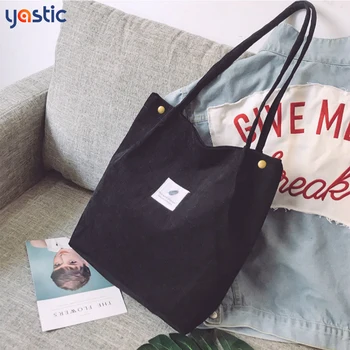 

YASTIC 2021 New Women Ladies Handbags Student Corduroy Tote Bag Casual Solid Color Shoulder Bag