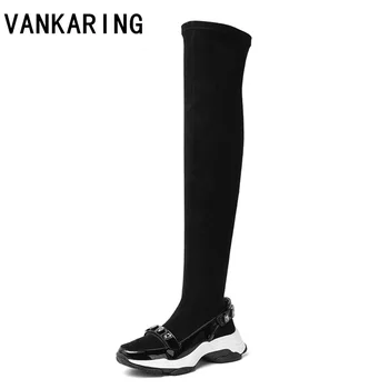 

women over the knee high boots slim stretch lycra platform winter boots women long boots autumn shoes women sock boots woman