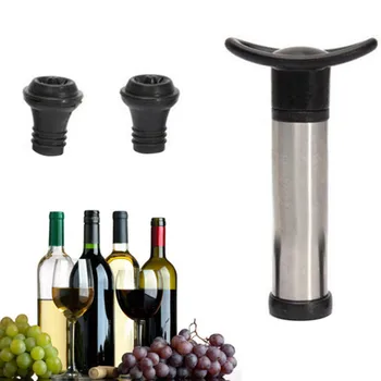 

Stainless steel red wine vacuum pump wine bottle stopper Air pump One pump two stopper Vacuum wine stopper Sake set